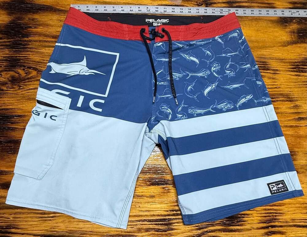 Pelagic Men's Blue Water Americamo Fishing Boardshorts - Size 38